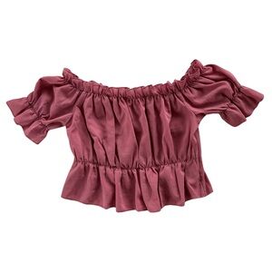 SHEIN Dusty Rose Off-Shoulder Ruched Crop Top